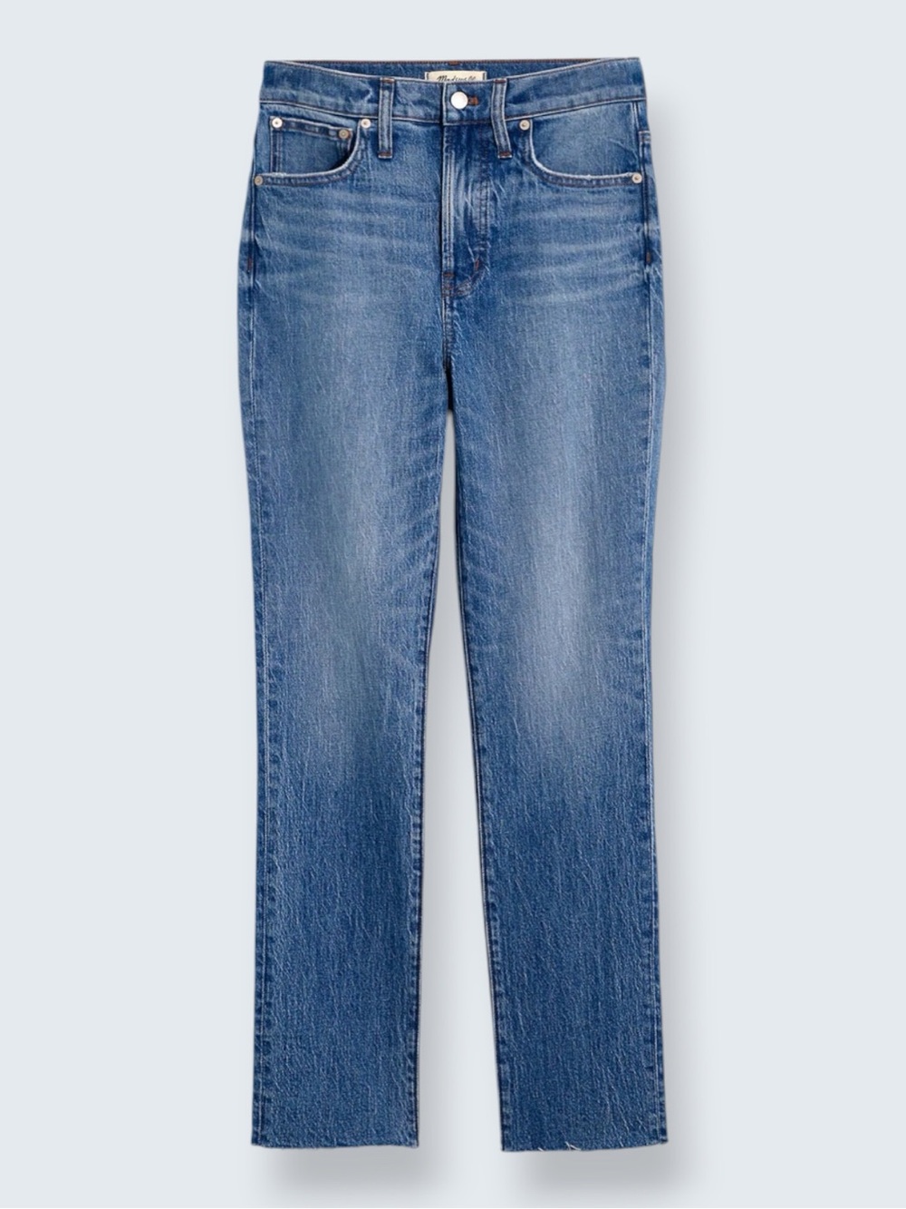 Madewell Perfect Vintage Straight Leg Jeans 25P Enmore Wash Raw Hem